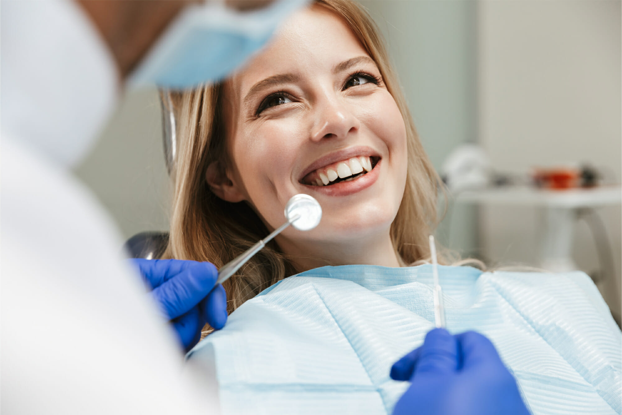 woman smiling at dentist
